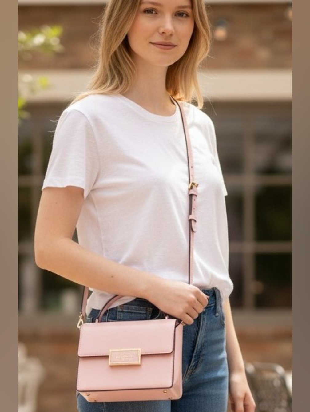 New Kate Spade Reegan Saffiano Pink Leather Top Satchel Crossbody Bag Purse